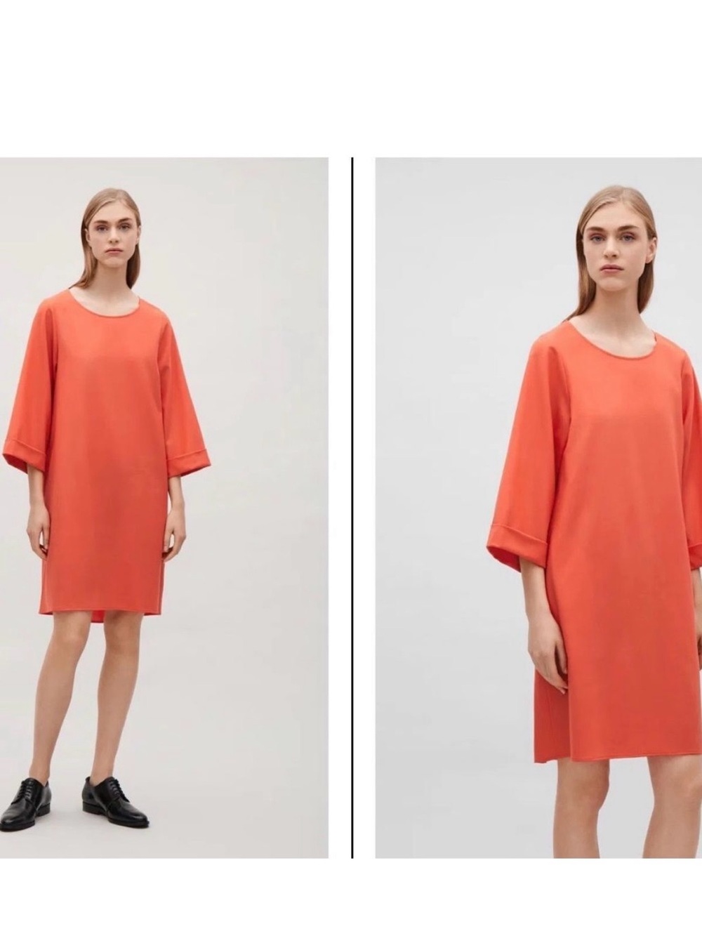 Cos Orange Wool Dress A-Line Shift Loose Minimalist Classic Tent Women’s 12